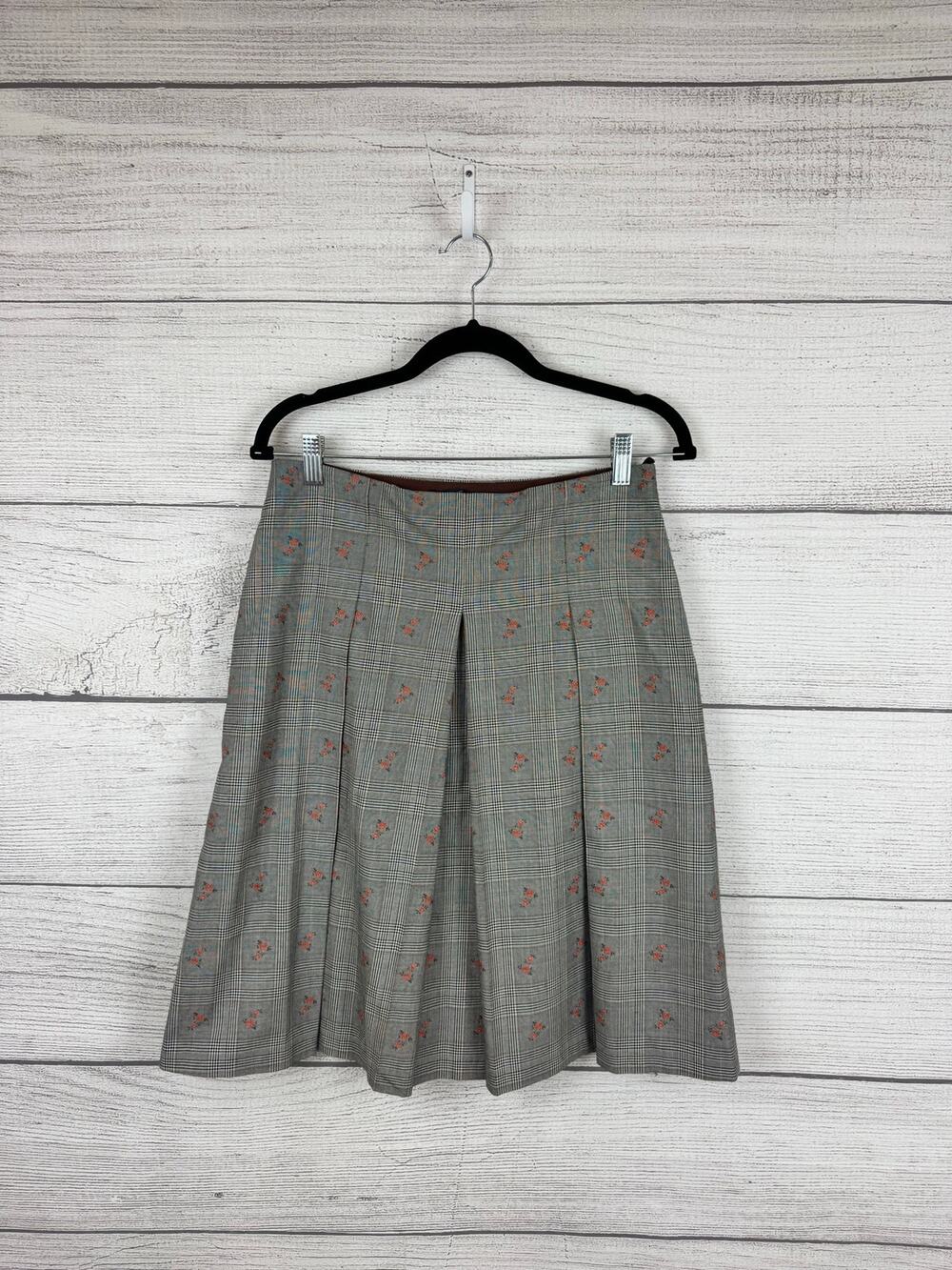 Brooks Brothers Plaid Floral Lanificio Piemontese Box Pleat Skirt Size 6